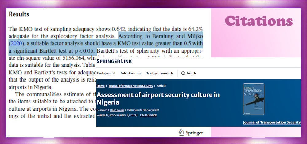 Exploratory factor analysis – KMO and Bartlett’s test.  Article: Journal of Transportation Security (2024) 17:5